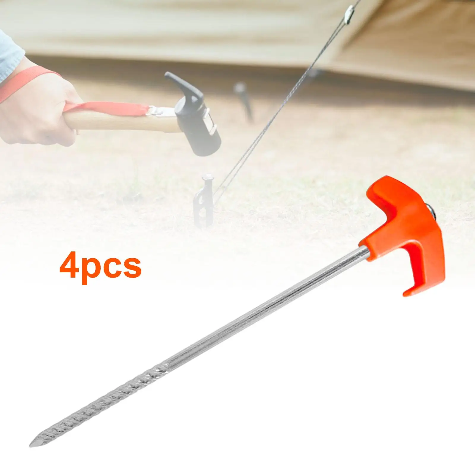 4 Pieces Screw in Tent Stakes Ground Stakes for Garden Grassland Backpacking