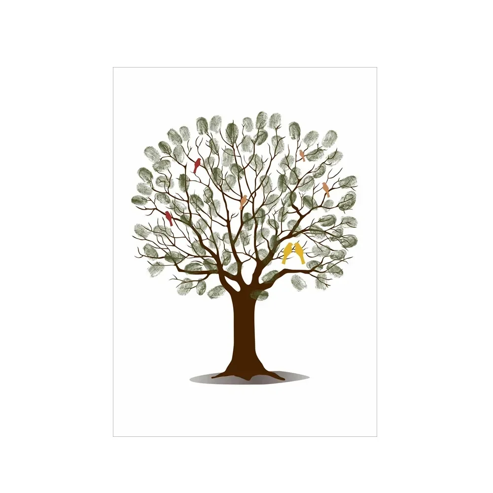 Wedding Fingerprint Tree Canvas Wall Art Poster Guest Book Alternative Marriage Souvenir Gift for Engagement Party Reception