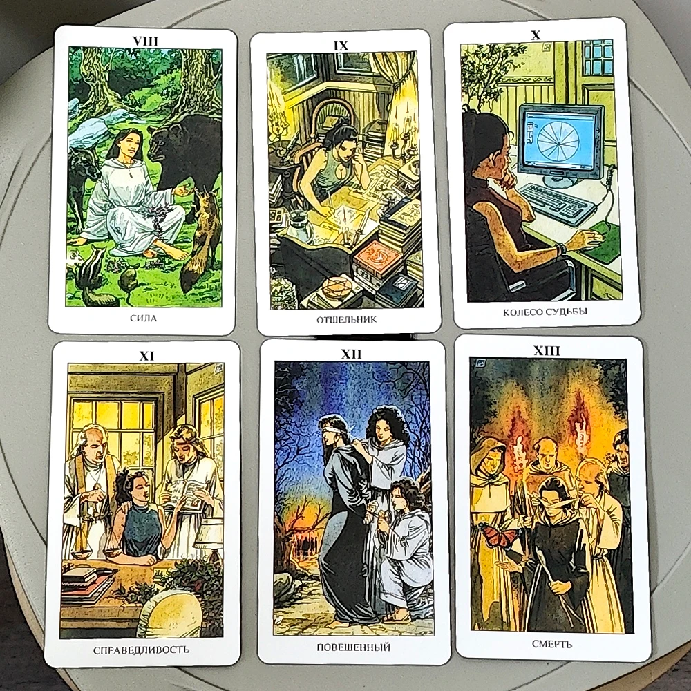

Pagan Tarot Deck 10.3*6cm In Russian Language 78 Pcs Classic Tarot Cards Illustrate The Magic of The Forces of The Elements