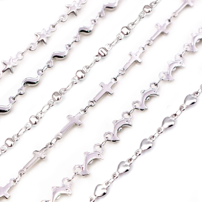 1 Meters Stainless Steel No fade 3.5mm Handmade S Cross Necklace Chain DIY Jewelry Findings Making Materials Handmade Supplies