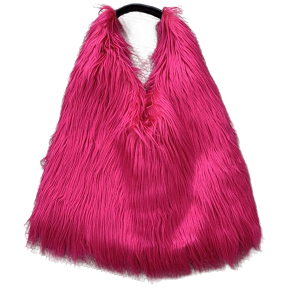 

Women Fuzzy Tote Handbag Hasp Faux Fur Tote Bag Casual Furry Armpit Bag Versatile Large Capacity Fall Winter Soft Bag