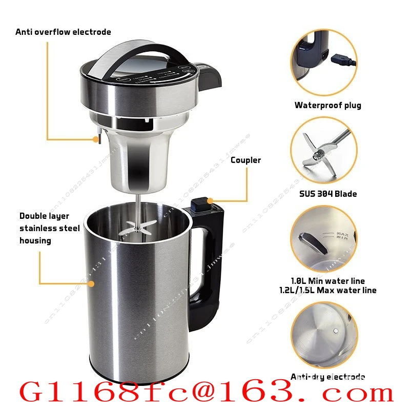 Multi-Function Blender, High Power Soy Milk Maker & Juicer, Stainless Steel Nut Grinder for Home