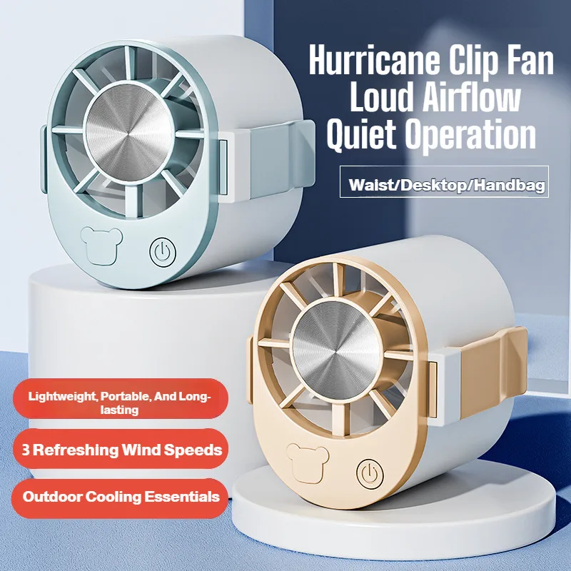 

Portable USB Waist Fan Rechargeable Clip-on Fan Hands-free Cooling Fan for Outdoor Sports Travel Multi-function Personal Fan