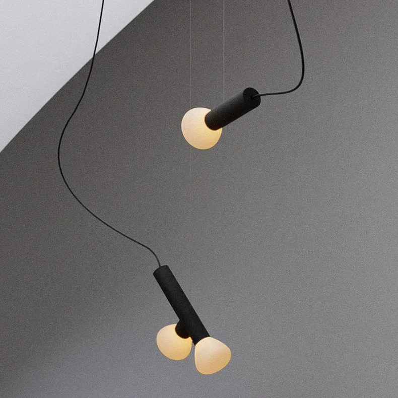 

Minimalist Modern Staircase Iron Pendant Light Nordic Designer Bedroom Bedside Lamp Creative Showcase Bar Glass LED Chandelier