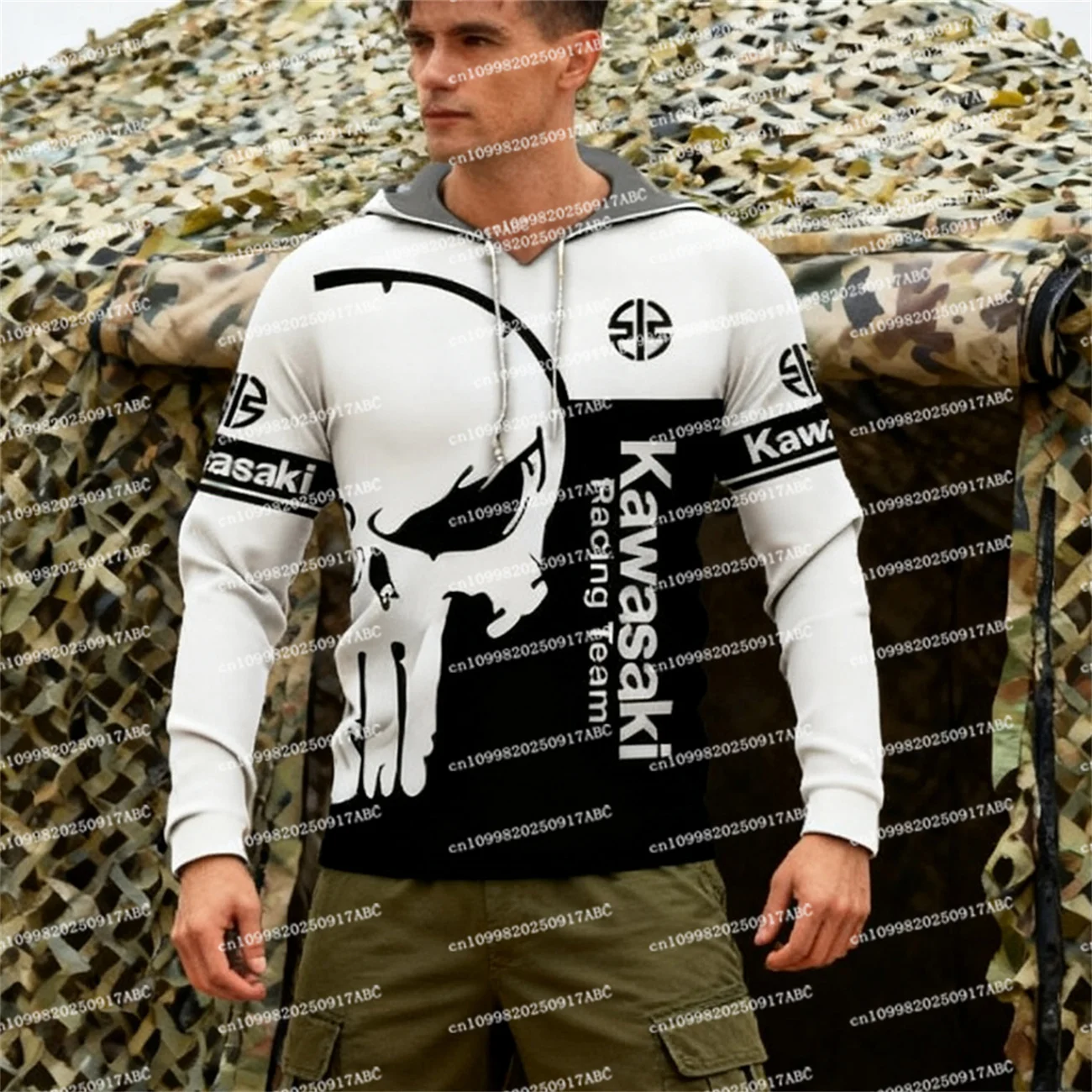 เสื้อฮู้ด Kawasaki สไตล์สปริง/ออทัมน์ สำหรับผู้ชายและผู้หญิง ลาย Kawasaki Ninja ขี่มอเตอร์ไซค์ออฟโรด แนวเอ็กซ์ตรีม ผจญภัย ยูนิเซ็กส์