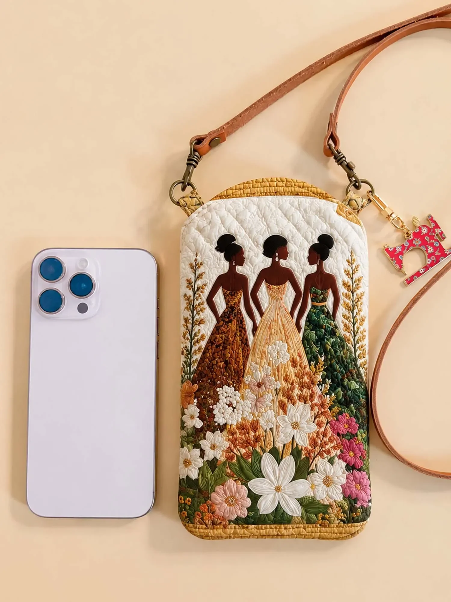 3D Printed Quilted Crossbody Cell Phone Bag Personalized Gift Adjustable Strap Mini Shoulder Purse Pouch Women Daily Outdoor Bag