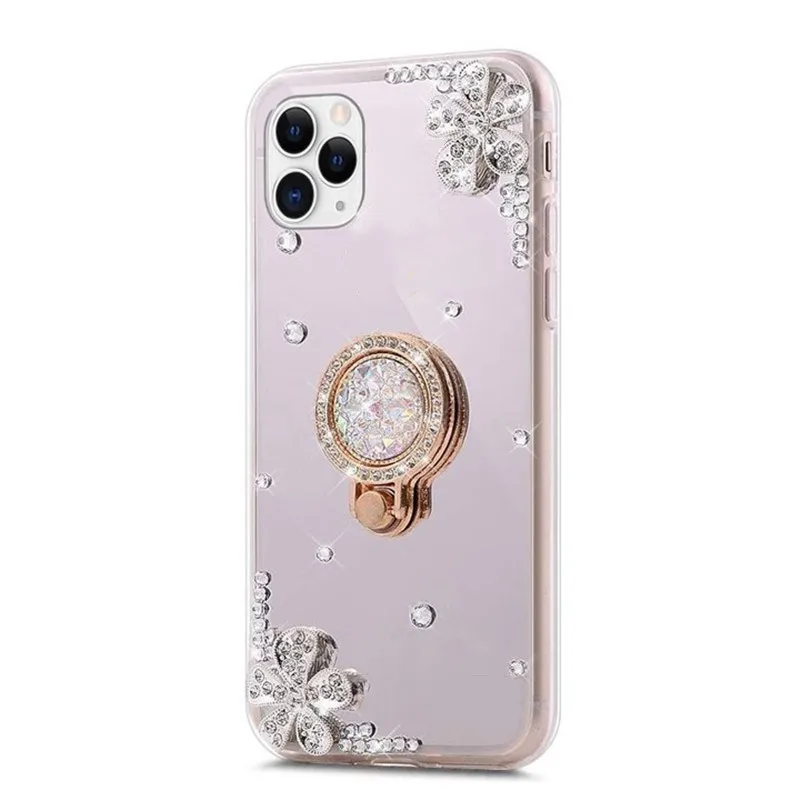 Luxury Rhinestone Flower Mirror Ring Holder Case For Xiaomi 13Lite Civi 2 3 Mi 9T 9TPro Redmi K70 K60 K50 K40 K30 K20 Pro K70E