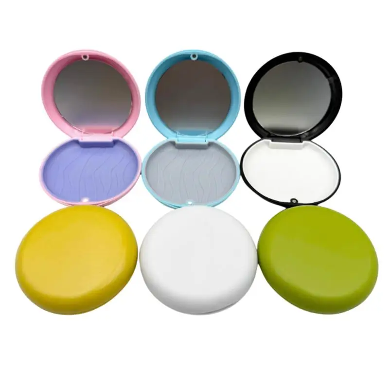 (.) Portable Dental Invisible Bracess Retainer Case Magnetic Mouth Guard Denture Storage Box Tooth Case With Mirror Travel