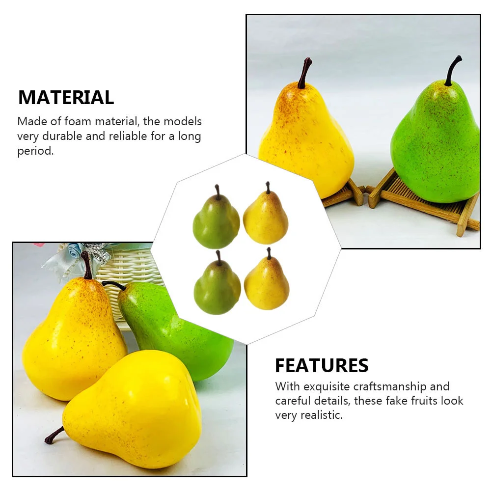 6 Pcs Artificial Pear Photography Props Desktop Foam Multi-function Models Adorable Fake Fruits Ornament