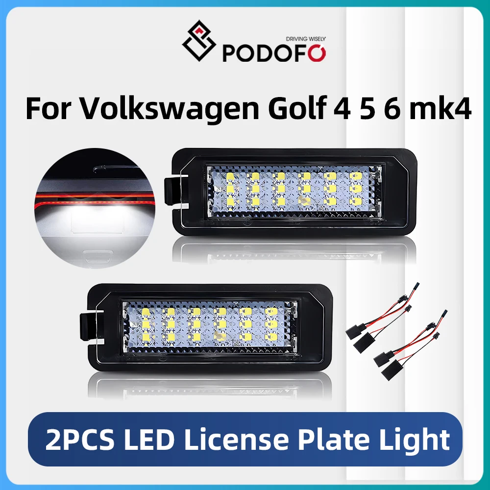 Podofo 2 pcs LED license plate light For Volkswagen VW Golf 4 5 6 mk4 MK6 MK7 GTi CC Rabbit Eos Beetle Bulbs Assembly