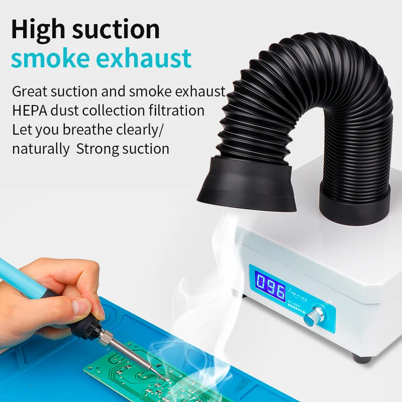 LUXIANZI Purification Smoking Instrument Accessories LED Display Solder Fume Extractor Adjustable Peed Welding Smoke Absorbe