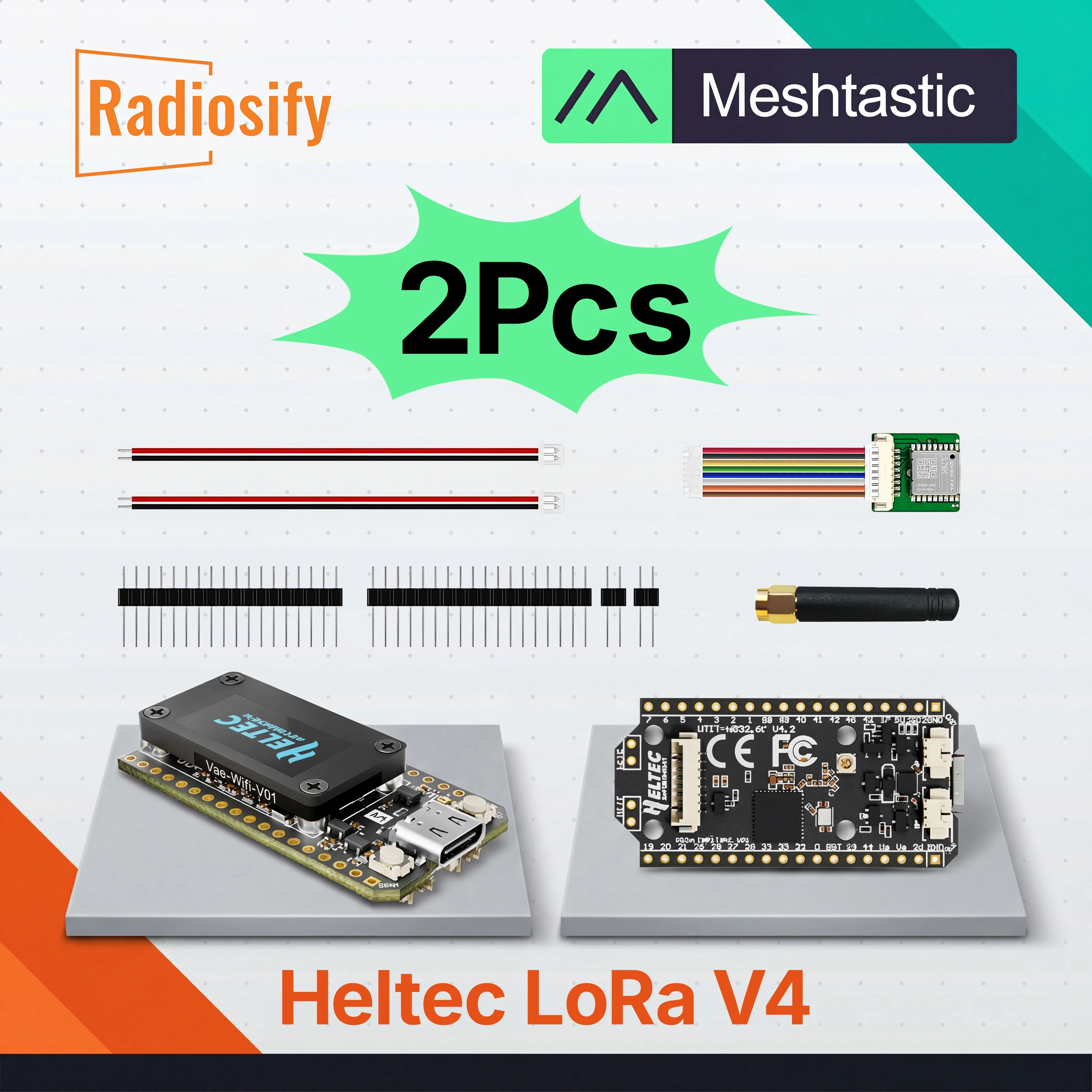 

2Pcs Heltec WiFi LoRa 32 V4 ESP32-S3 SX1262 Meshtastic LoRaWAN Development Board Bluetooth WiFi