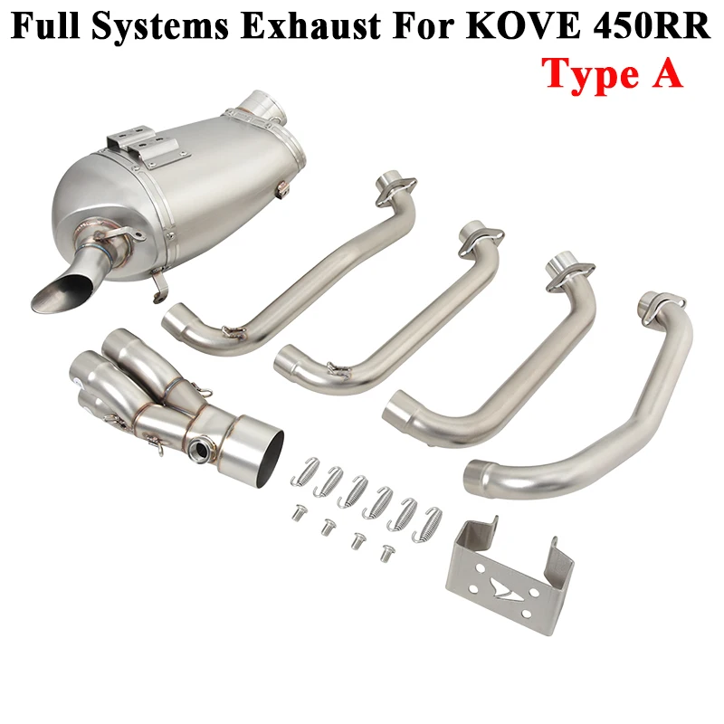 Full Systems Motorcycle Exhaust For KOVE 450RR 2023 2024 Front Link Pipe Silencer Escape Carbon Fiber Tail Muffler DB Killer