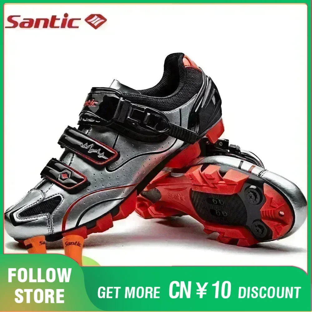 Santic MTB Cycling Shoes for Men SPD Mountain Bike Sneakers Cycling Equipment Buckle Lock Shoes Breathable Self-Locking Shoes