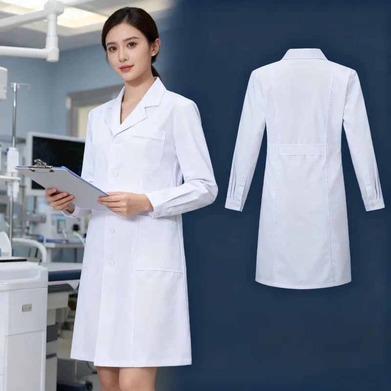 เสื้อกาวน์สำหรับนักศึกษา |   ชุดแพทย์แขนยาว/แขนสั้นแบบยูนิเซ็กซ์สำหรับวิทยาศาสตร์เคมีและการแพทย์