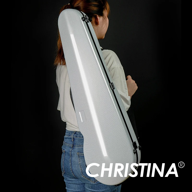 

CHRISTINA Violin Case Carbon Fiber White Dots Triangle 4/4 Size Waterproof Ultralight with Double Shoulder Straps (VB49)