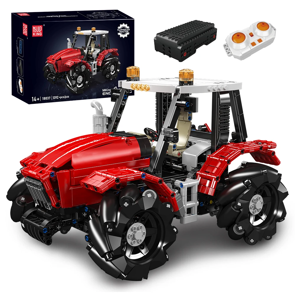 

Mold King 18037, технические игрушки для автомобилей, строительный блок для грузовиков, моторизованный набор тракторов на колесах, сборный кирпич, детские рождественские подарки