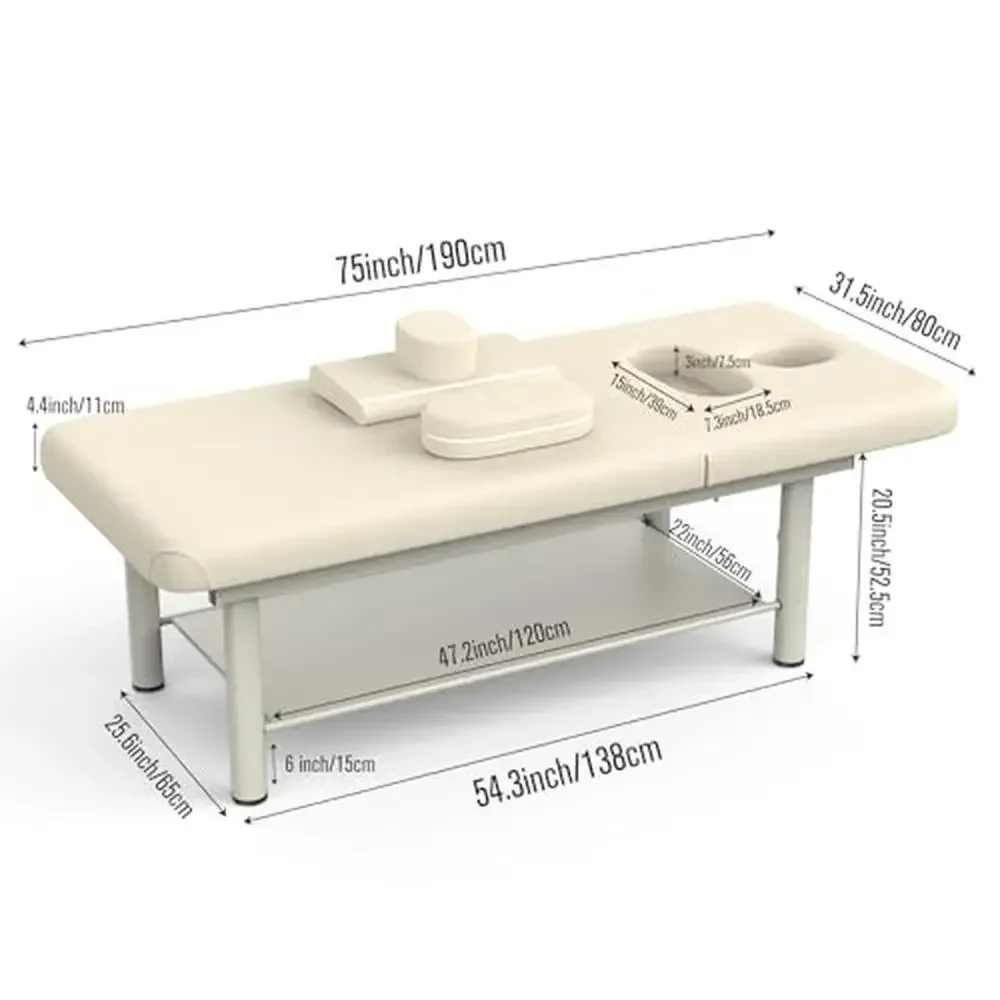 Professional Stationary Massage Bed with Backrest Treatment Table Physical Therapy Spa Facial 31.5in Wide Heavy Duty Durable