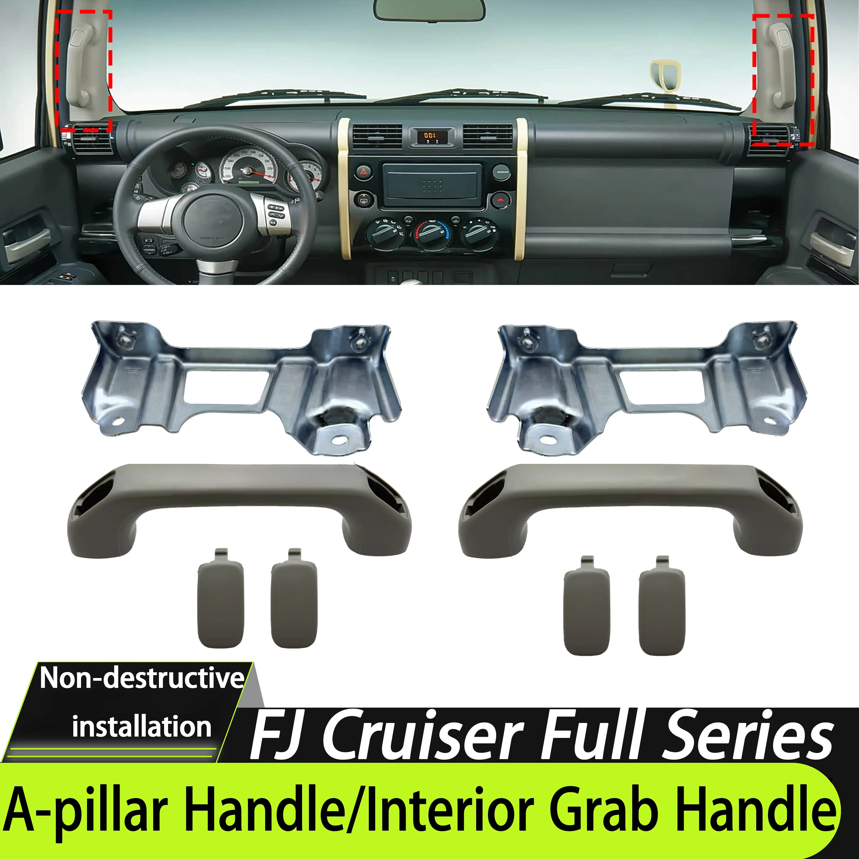 Direct Replacement A-Pillar Assist Handle/Interior Grab Bar For Toyota FJ Cruiser OEM:74603-35010-B0 No-Drill Installation
