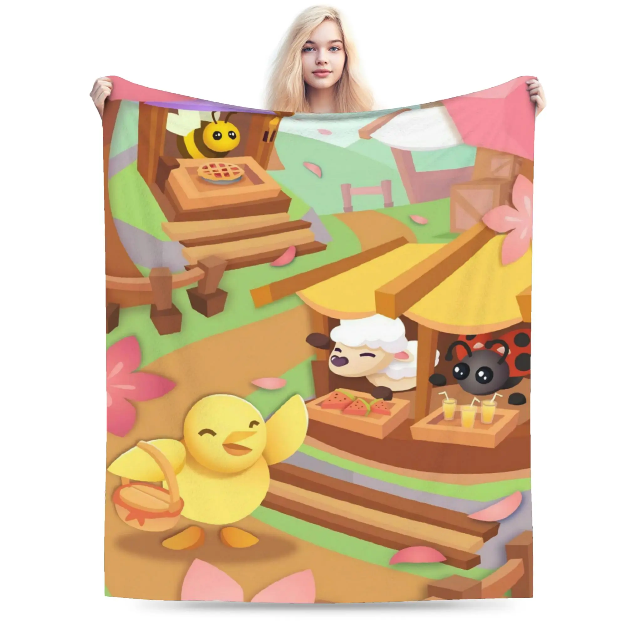 Adopt Me cartoon game Blankets Flannel  Relax Super Soft Throw Blanket for Bed Plush Thin Quilt