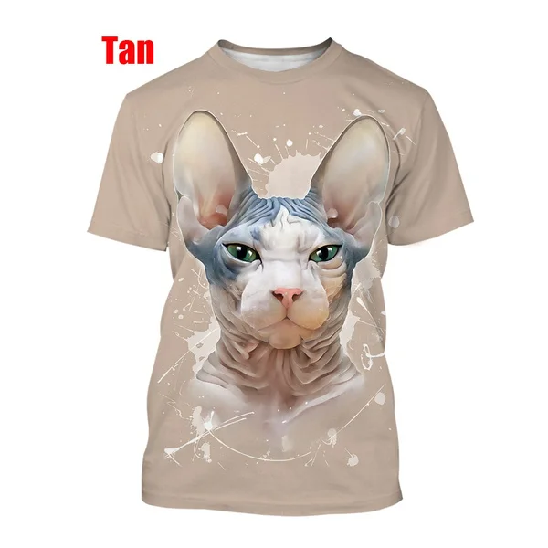 New Fashion Men Ladies 3D Sphinx Cat T Shirt Funny Print T-Shirt