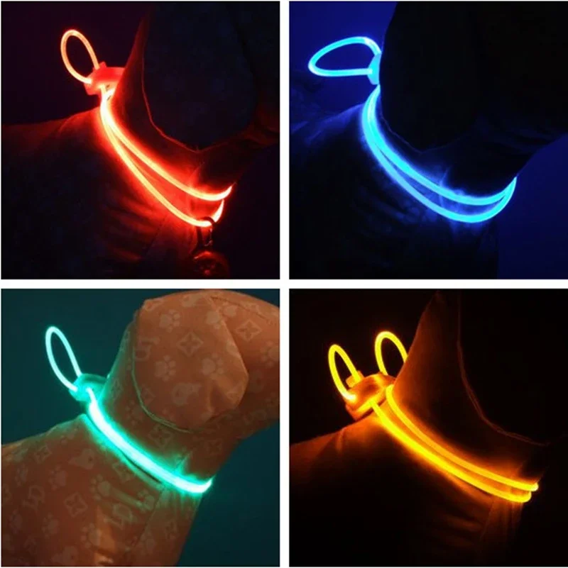 1 Pcs LED Pet Collar Adjustable Night Safety Dog Collar Luminous Light Up Pet Dog Bright Collar Leash Glow in  the Dark Outdoor