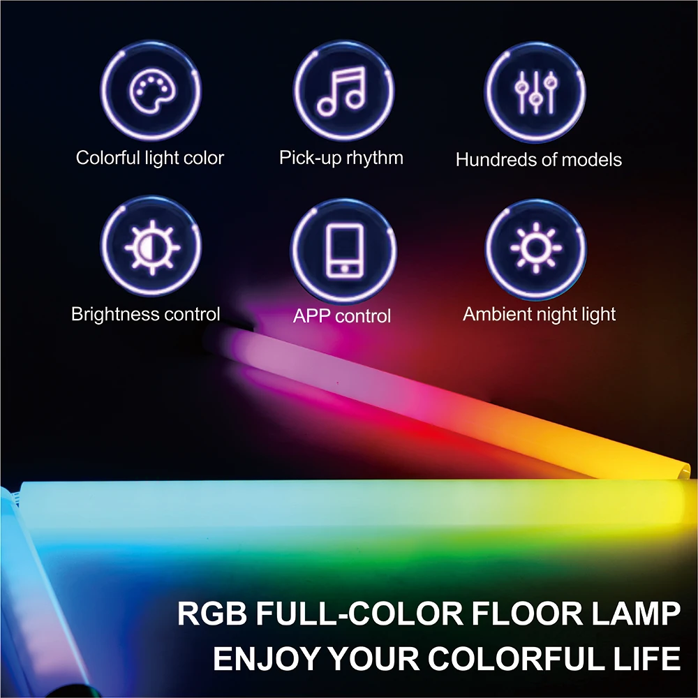 Corner Floor Lamp RGBIC WS2812 LED Smart Modern Floor Lamp App Remote Control Music Sync Color Changing Standing Lamp Bedroom 5V