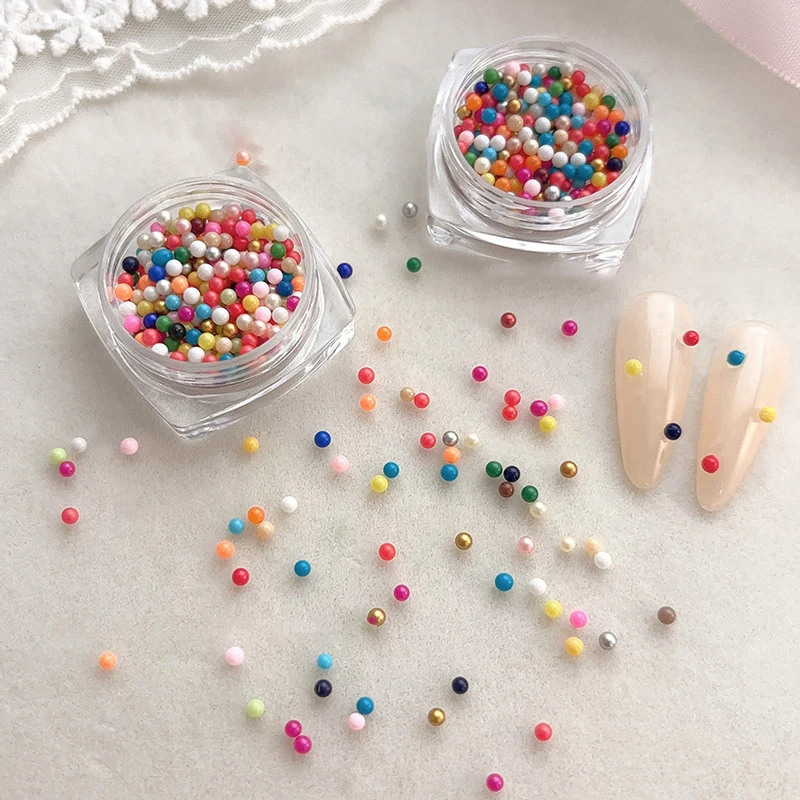 1 caja de Mini macarrón con burbujas para uñas, abalorio 3D de resina a todo Color, Caviar de caramelo, decoración de cuentas para uñas, accesorios para uñas DIY