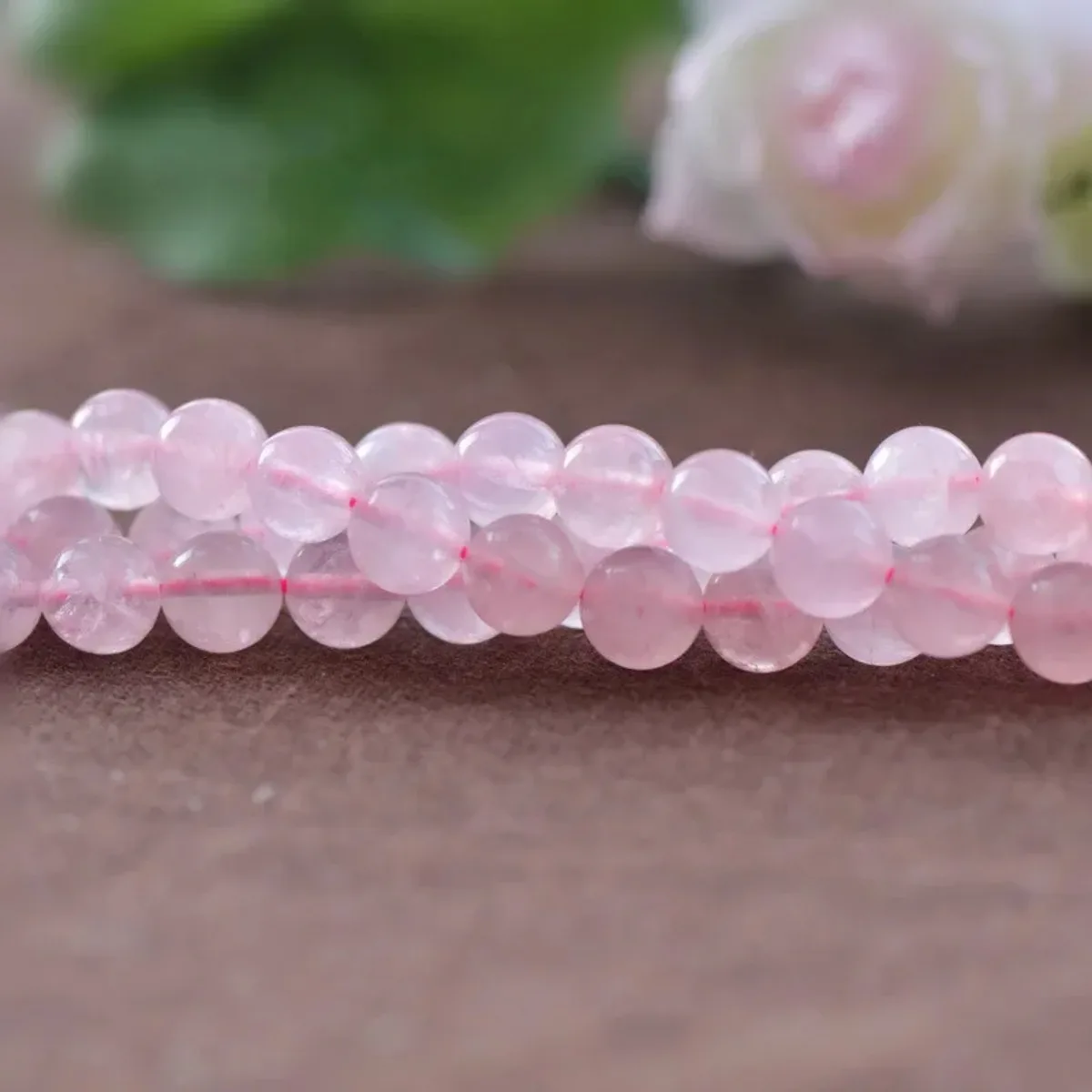 حبات كوارتز وردية برازيلية طبيعية غير مصبوغة 2 مم - 14 مم سلسة مصقولة مستديرة 15 بوصة ستراند