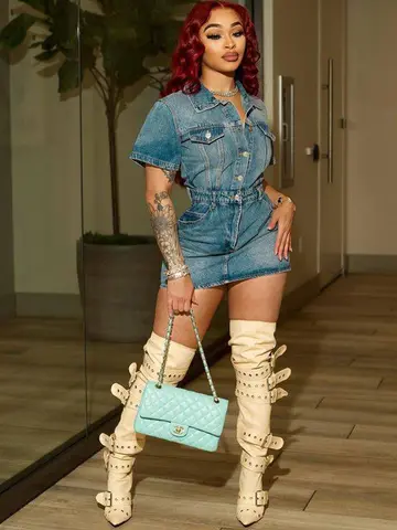 12 best sales denim- och diamantklänning - №5