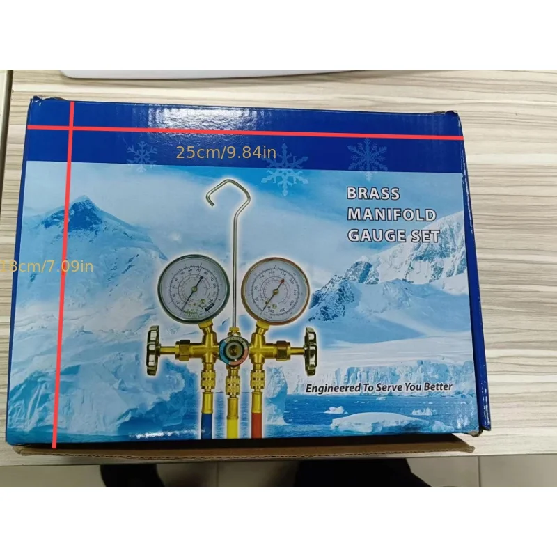 Air Conditioning Pressure Gauge with Fluorine Gauge R404A R32 R410A R134A Snow Refrigerant Gauge Refrigeration Pressure Gauge