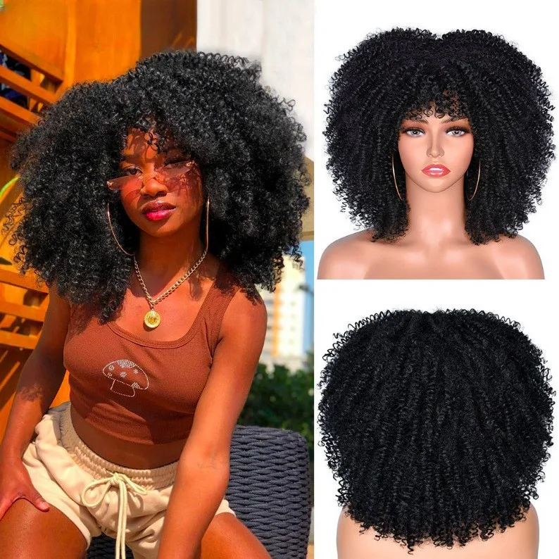

Synthetic Short Curly Wig Natural Looking Kinky Curl Full Head Wig Heat Resistant Fiber Hairpiece for Daily Party Cosplay Women