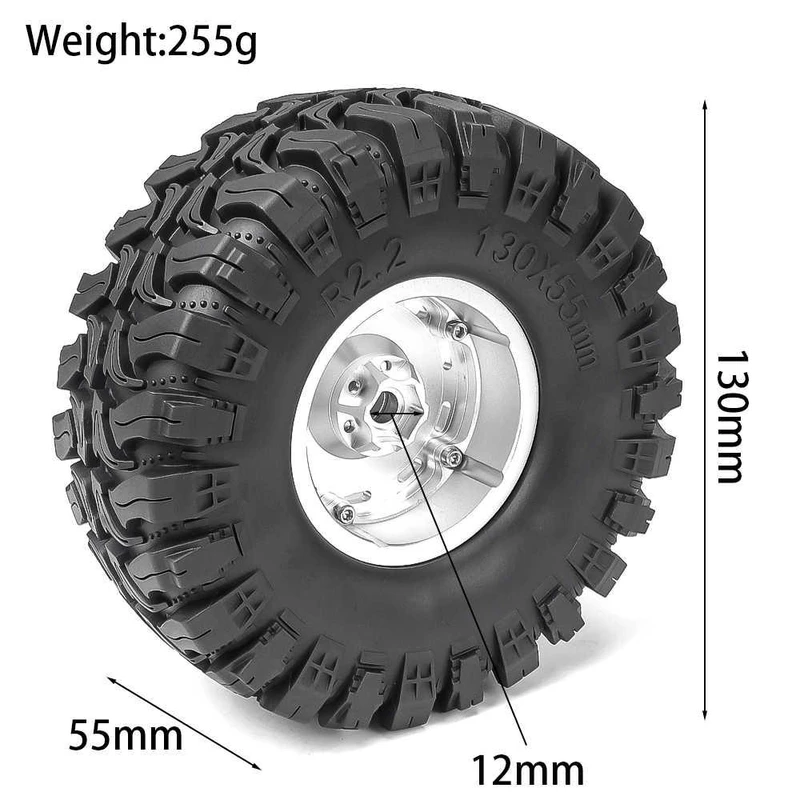 

LJF 1/8 альпинистский автомобиль 2,2-дюймовые черные грязевые колеса для ботинок шина 130*55 мм