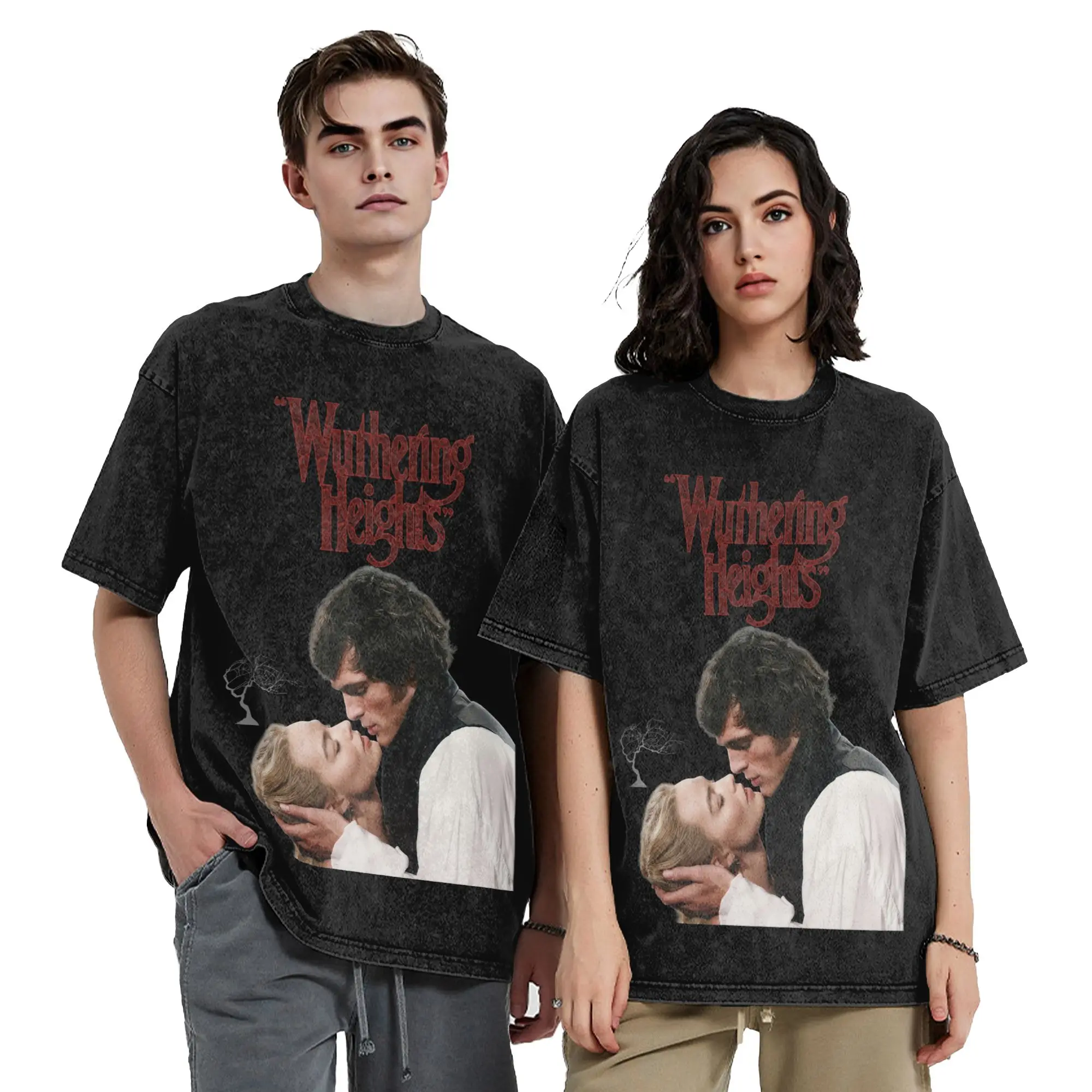 Wuthering Heights 2026 Movie Washed T Shirt Vintage Streetwear Men Women  Oversize Tee T-Shirts Short Sleeve