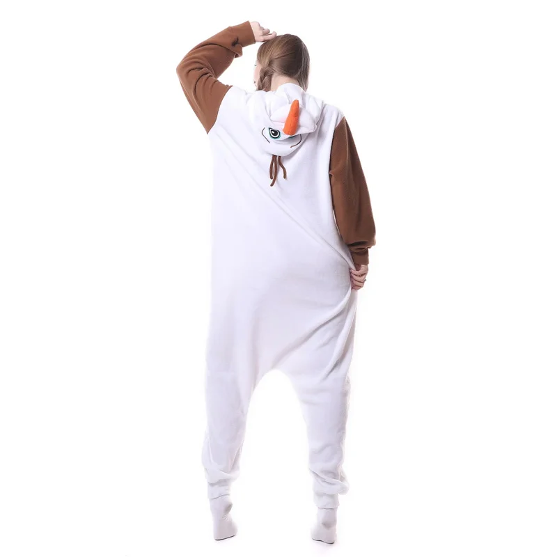HKSNG New Adult Animal Snowman Olaf Onesies Flannel Pajamas Cartoon Cosplay Costumes Party Jumpsuits Christmas Gift Kigurumi
