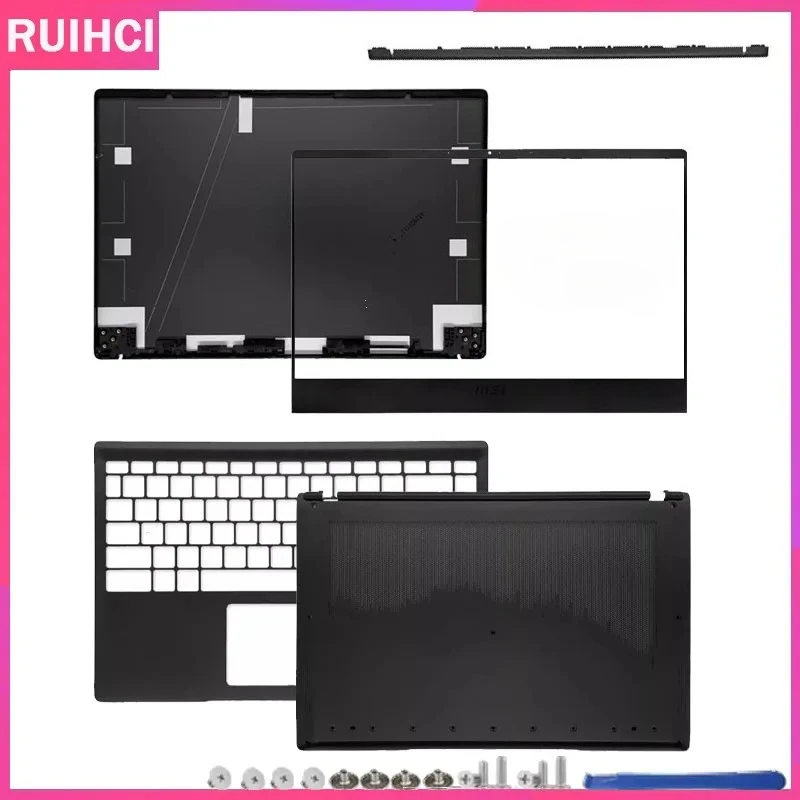 NEW For MSI Modern 14 MS-14D1 14D2 14DK M14 LCD Back Cover/Front Bezel/Palmrest/Bottom Case/Hinges Laptop Top Back Case Black
