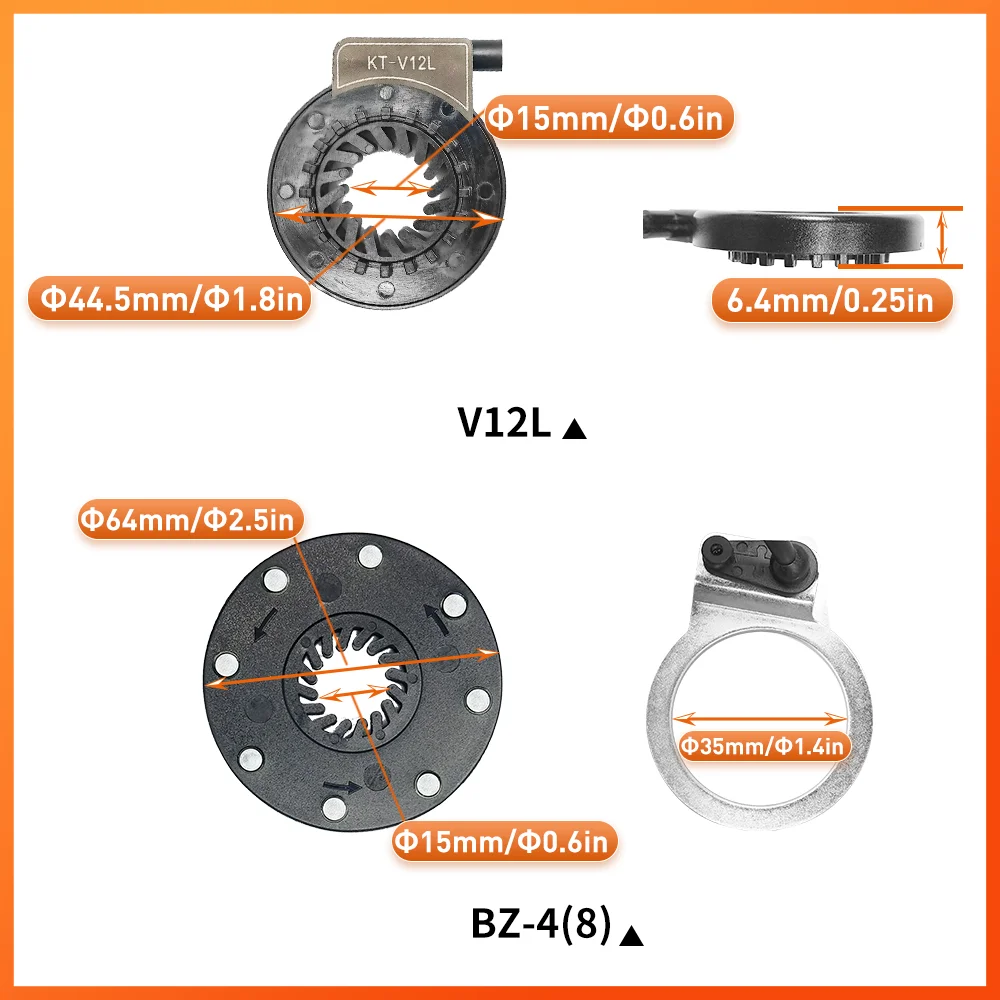 Ebike KT PAS Pedal Assistant Sensor BZ-4/V12L/D12L/10C 8/12 Magnet Ebike 36V/48V/52V PAS for Electric Bicycle  Conversion Kit