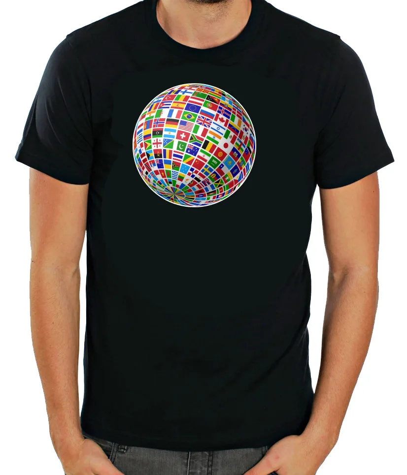 World flags and globe White T Shirt Men G081