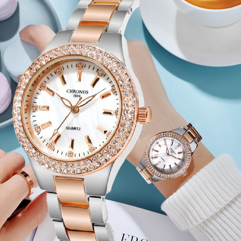 Crystal Diamond Women Wrist Watch For Female Clock relogio feminino 2023 Golden Bracelet Ladies Wrist Watches Rose Gold Watch