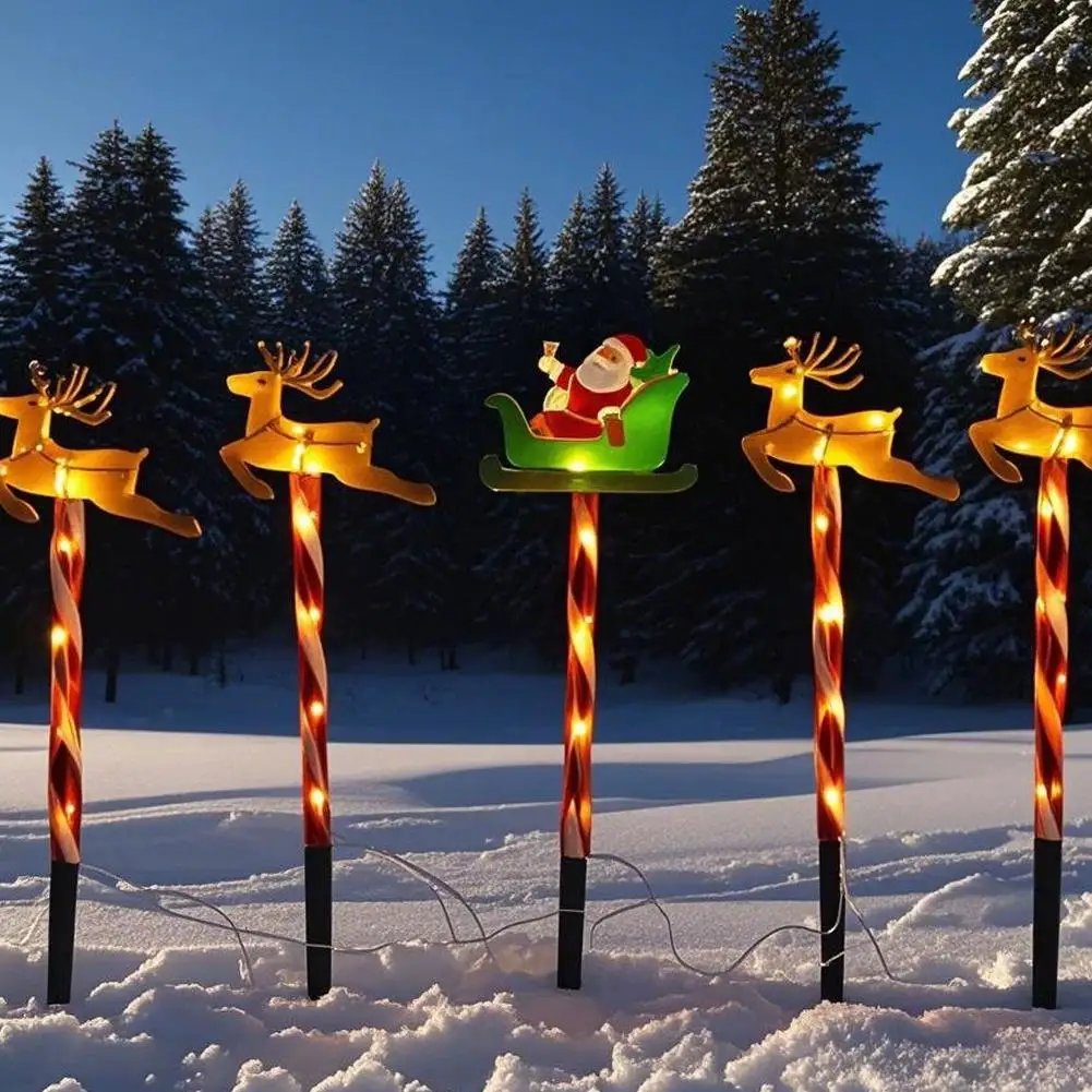 عيد الميلاد سانتا مزلقة الرنة مسار أضواء في الهواء الطلق LED الزخرفية حصة الحديقة ساحة حديقة عيد الميلاد التبعي