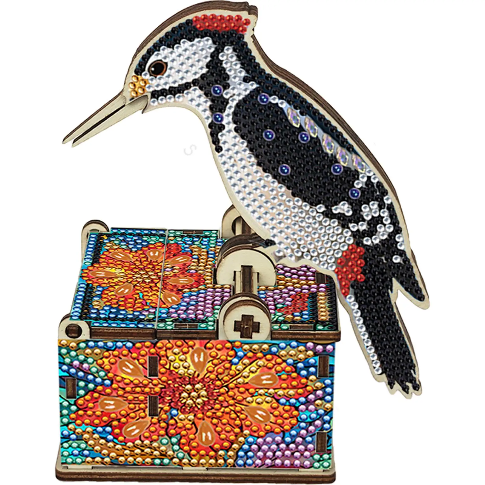 

DIY Bird Diamond Painting Handmade Toothpick Holder Push-Type Crystal Mosaic Toothpick Holder for Home Car Desk Decoration Craft