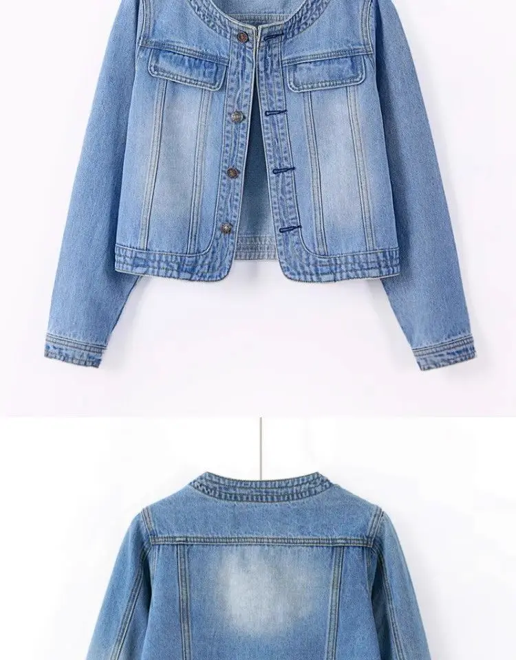 5XL New Quarter sleeved O neck Denim Jacket For women's Summer 2026 New Spring Short Loose Top Paired With Dress Cowboy Outwear 137 S4ed8c3fe8b4b4f5abf0cef421a1a458aD