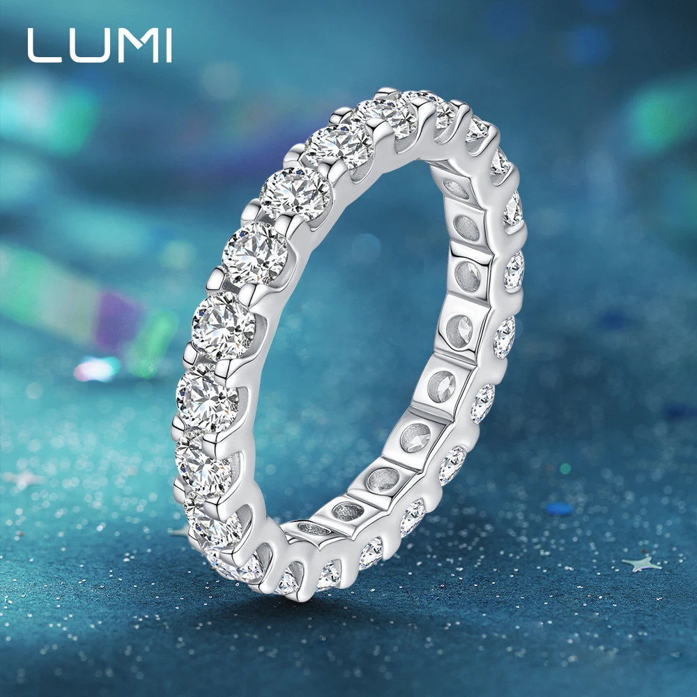 

Полный 3 мм D-цвет муассанит обручальное кольцо из стерлингового серебра 925 пробы Eternity Band обручальные кольца для женщин красивая повседневная одежда