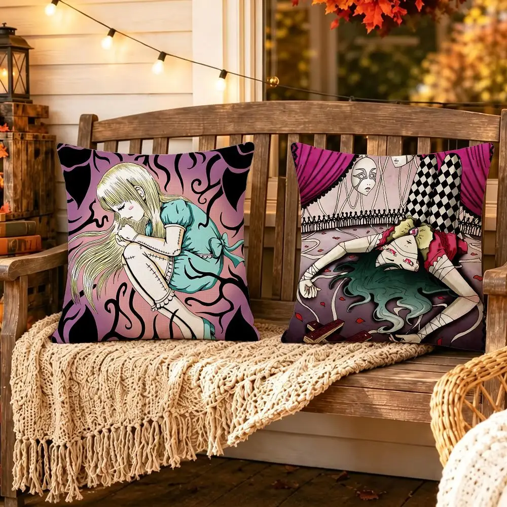Theme Strange Fairytale Cushion Cover Pillow Short Plush Scary Creepy Cushion for Living Room Sofa Halloween Holiday Gift