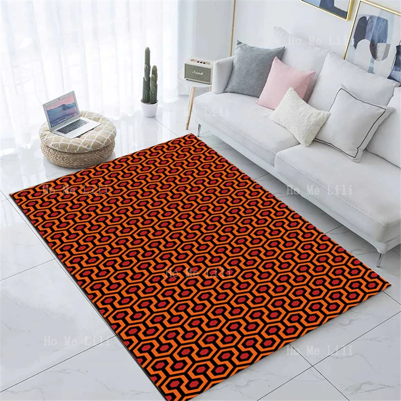 Seamless Red Dot Circle Pattern Flannel Floor Rugs Home Decor For Living Room The Shining Overlook Halloween Hotel Carpet