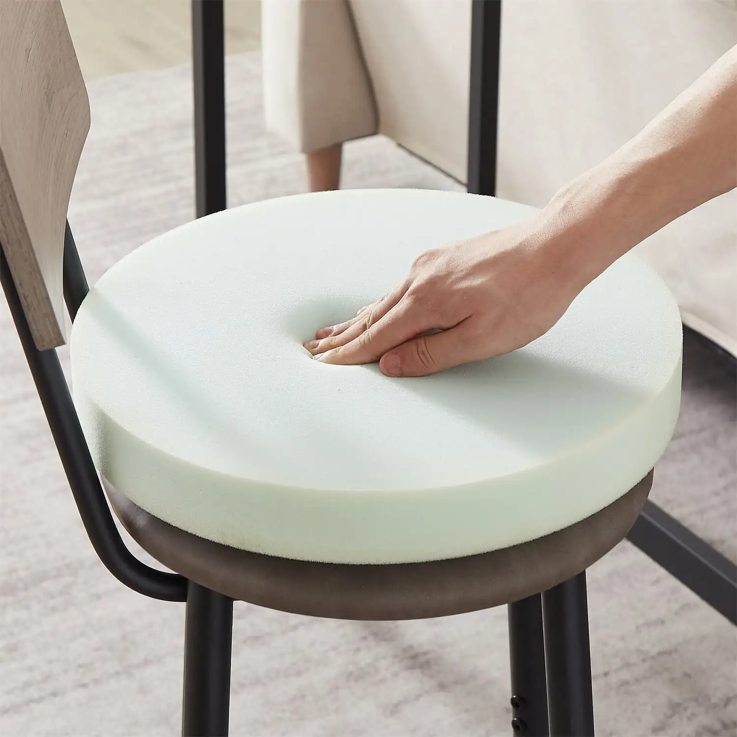 Dining Table Set, 3pcs Kitchen Counter with Bar Stools, Sturdy Metal Bar Table Set Home Pub, Gray