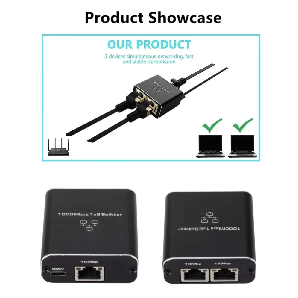 Rj45 الخائن 1 في 2 خارج ، محول إيثرنت ، جيجابت الإنترنت ، موسع كابل الشبكة ، موصل rj45 للكمبيوتر ، صندوق التلفزيون ، راوتر ، أكثر حدة