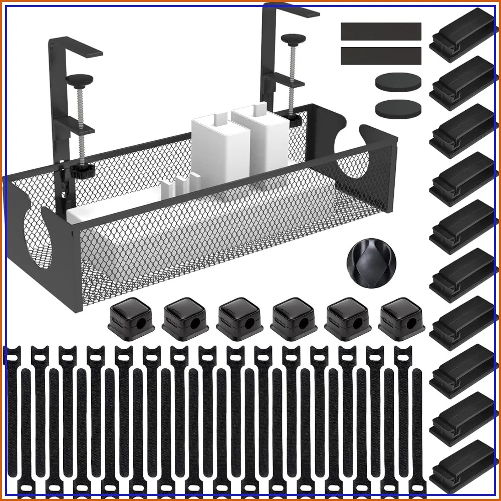 Under Desk Cable Management Tray with Accessories