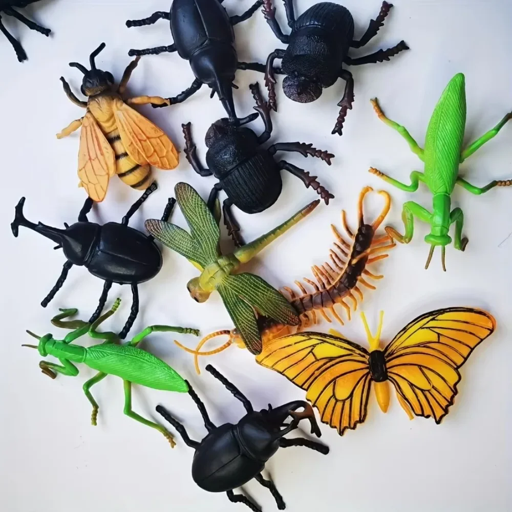 24pcs Simulation Insect Insect Models  Insects Spider Ladybug Beetle Scorpion Butterfly Ornaments Festival Gifts Party Gifts