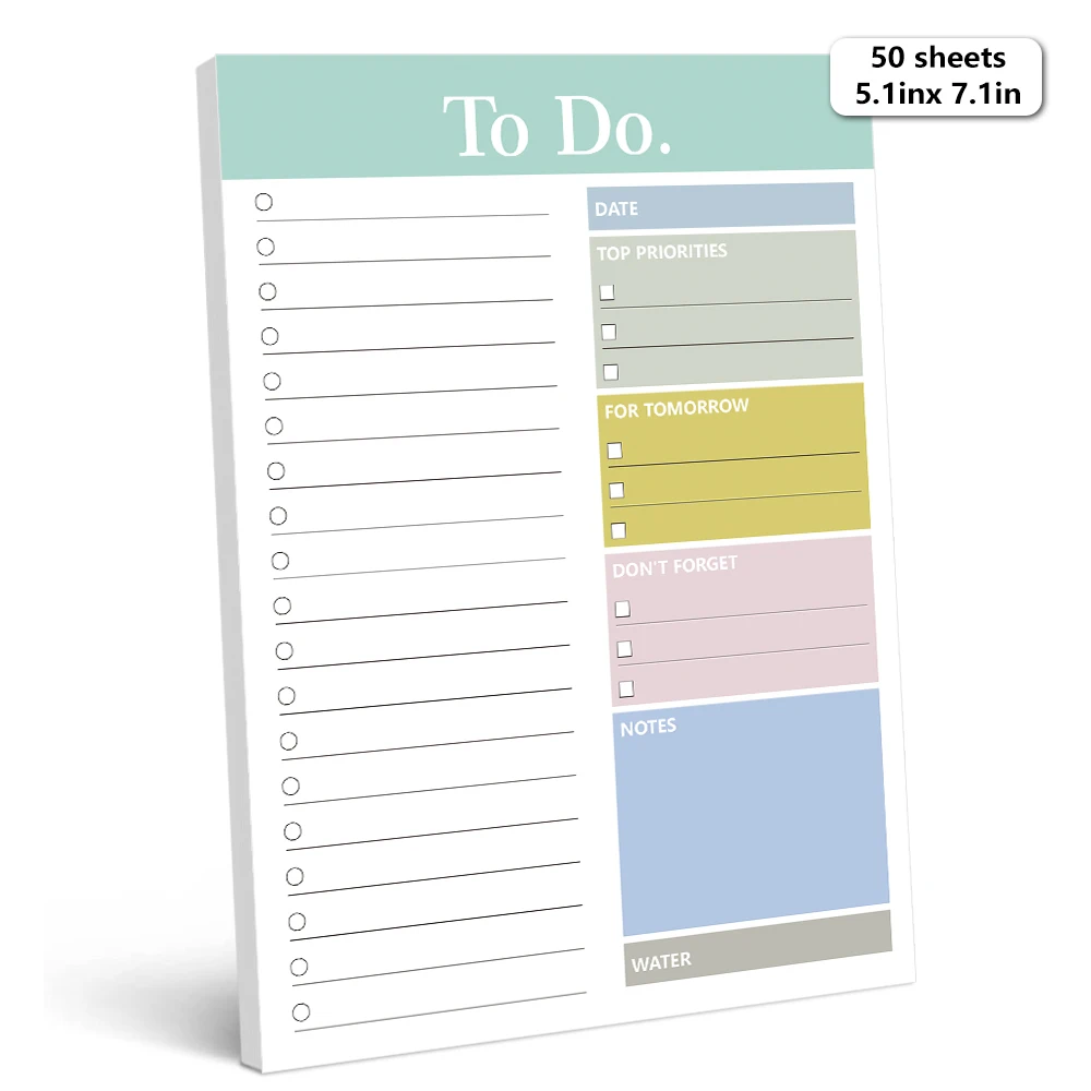 1pc To-Do Notepad - 50 Sheet Daily Planner Notepad, 5.1x7.1 Inch, Tear-Off Notepad, Home, Office, Memo, Notebook, Back to School